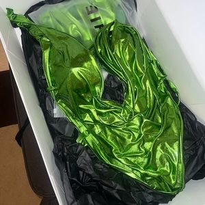 lime green two piece silicone skirt set